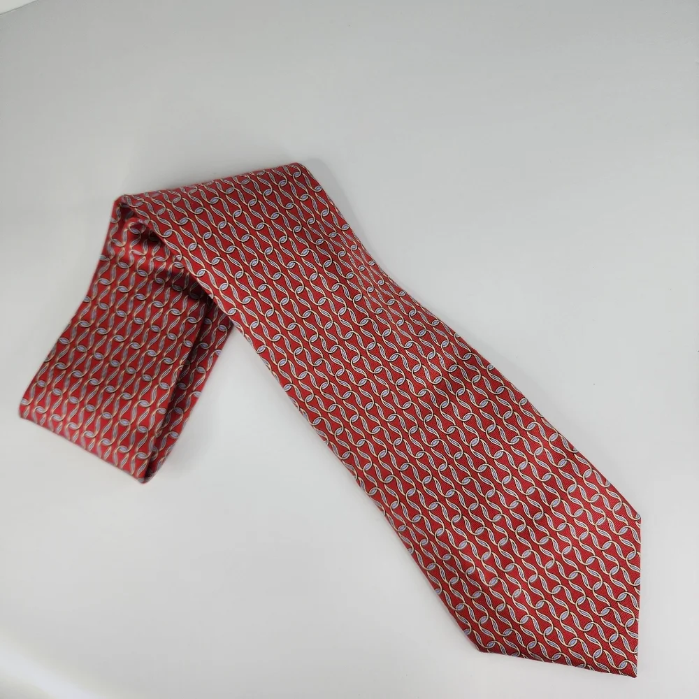 HERMES Red & Blue Silk Tie.